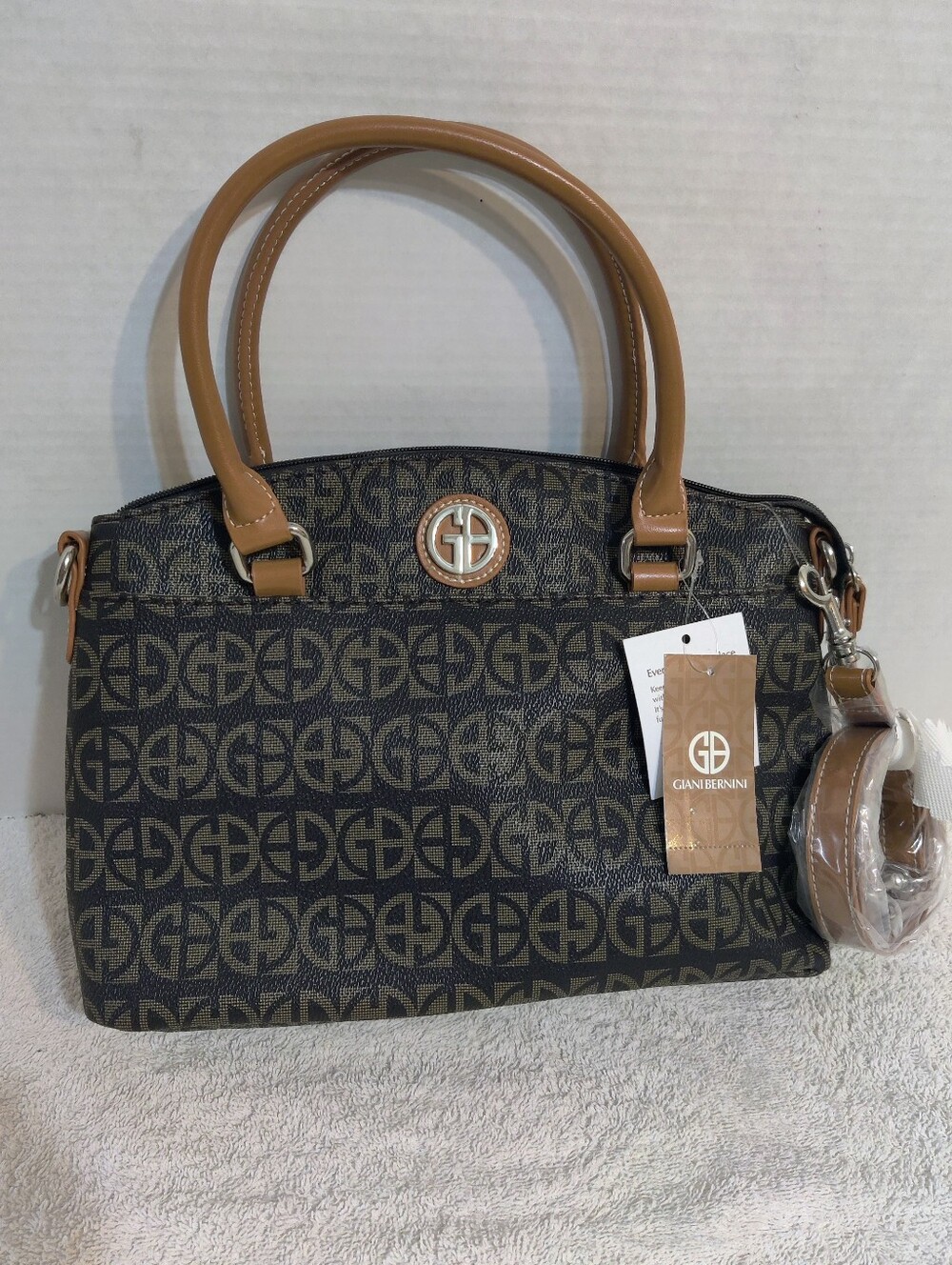 Giani Bernini Brown and Tan Logo Satchel